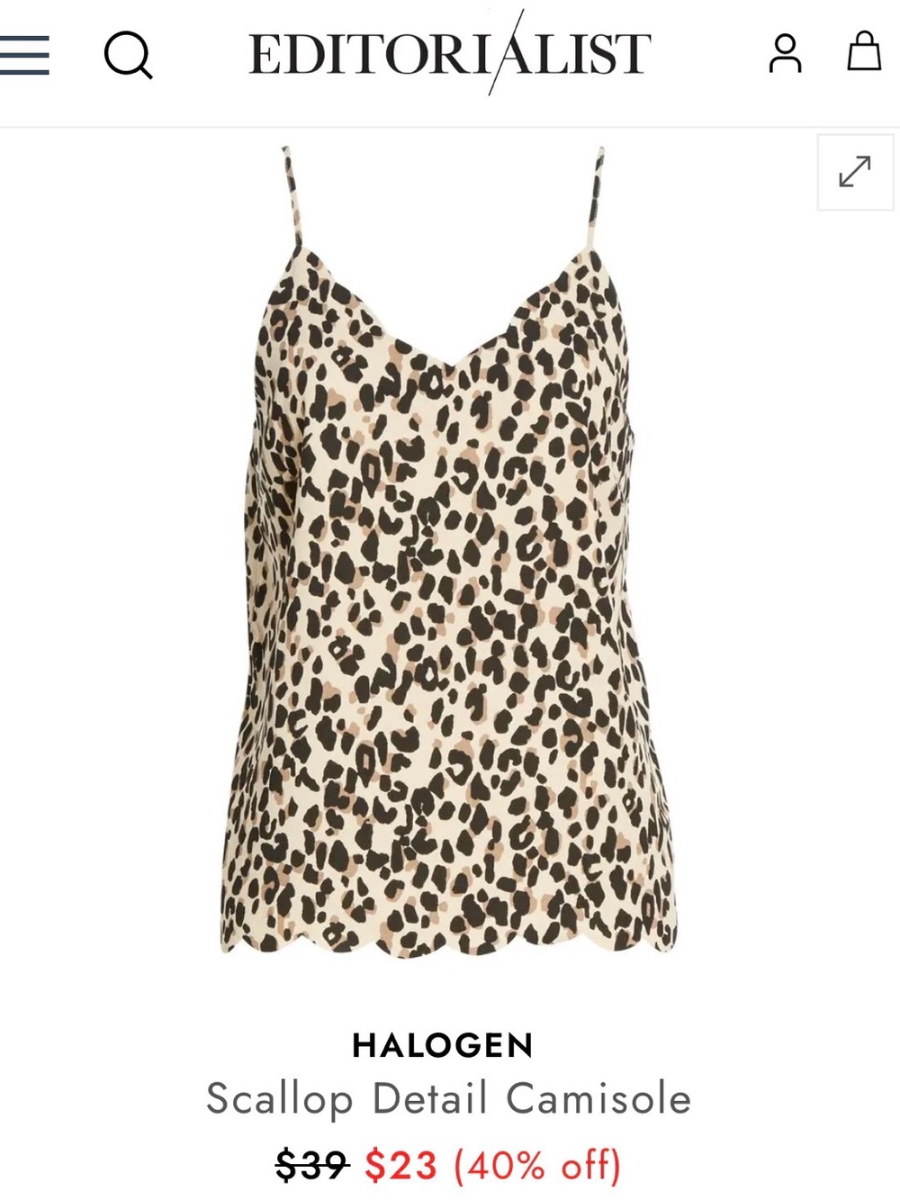 Halogen Leopard Print Camisole Tank Top